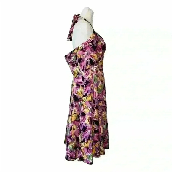Vicky Tiel. NEW  Bright Floral Halter Fit & Flare Sundress.  Size Large - Picture 5 of 14